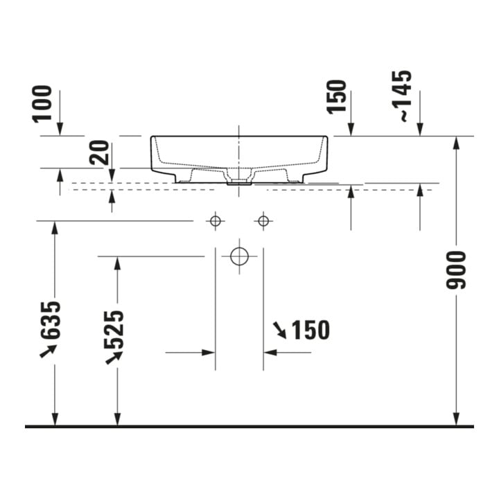 Duravit Lavabo à poser Balcoon 55x45 cm, sans robinet, décalé, argile terre mat
