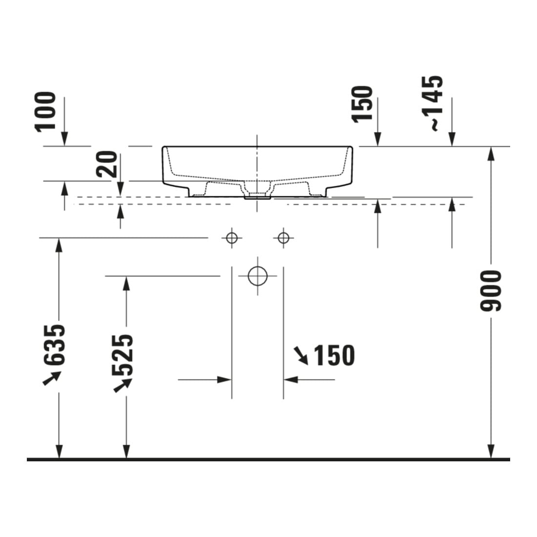 Duravit Lavabo à poser Balcoon 55x45 cm, sans robinet, décalé, argile terre mat