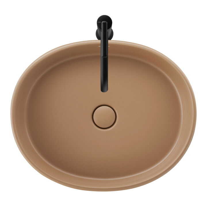 Duravit Lavabo à poser Balcoon 55x45 cm, sans robinet, décalé, argile terre mat