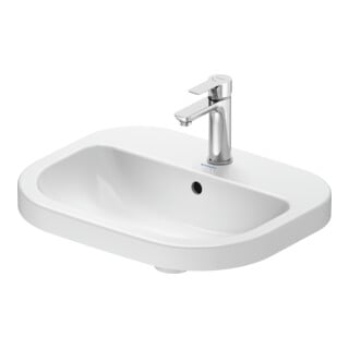 Duravit Lavabo à poser D-Code 55 cm, avec trou de robinet, trop-plein, blanc