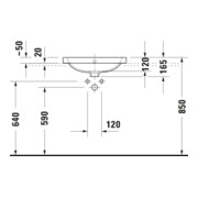Duravit Lavabo à poser D-Code 55 cm, avec trou de robinet, trop-plein, blanc-3