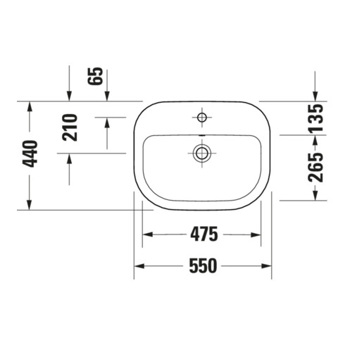 Duravit Lavabo à poser D-Code 55 cm, avec trou de robinet, trop-plein, blanc