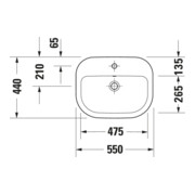Duravit Lavabo à poser D-Code 55 cm, avec trou de robinet, trop-plein, blanc-4