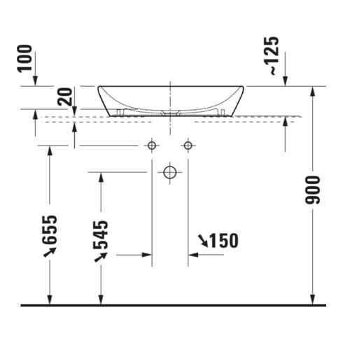 Duravit Lavabo à poser D-Neo 60x40 cm, sans trop-plein, sans perçage, blanc