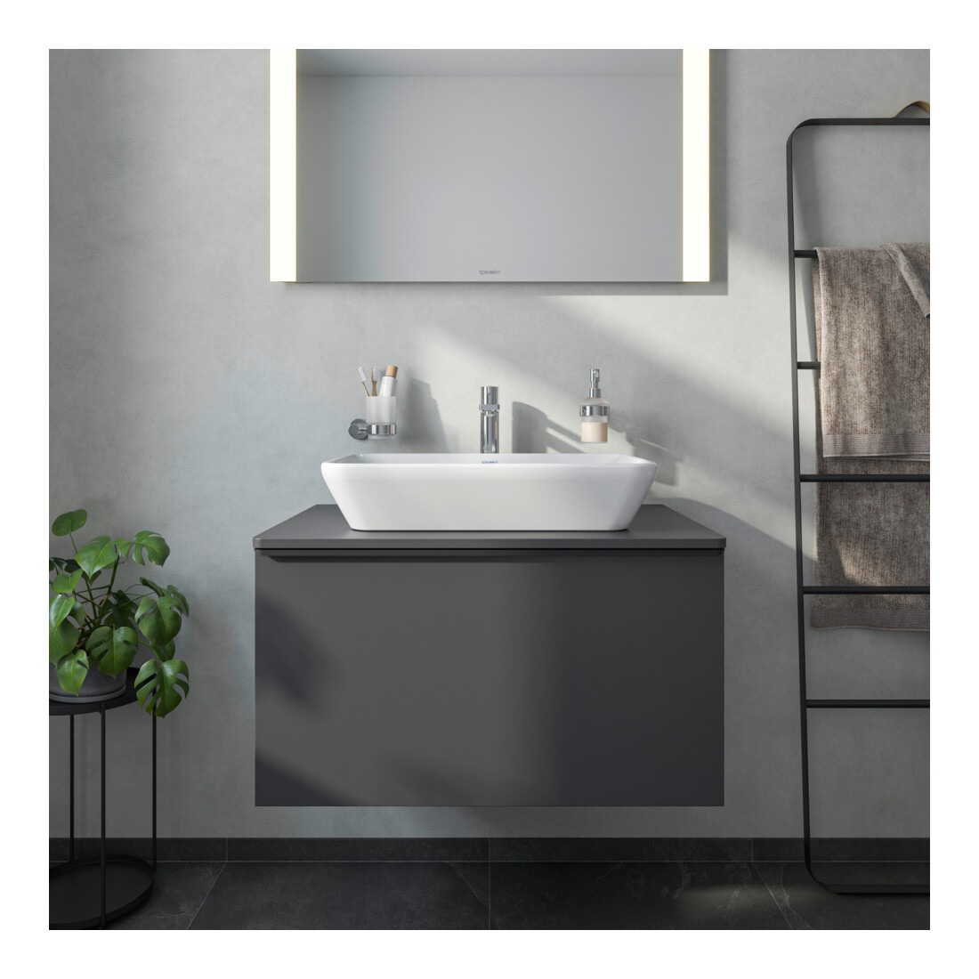 Duravit Lavabo à poser D-Neo 60x40 cm, sans trop-plein, sans perçage, blanc