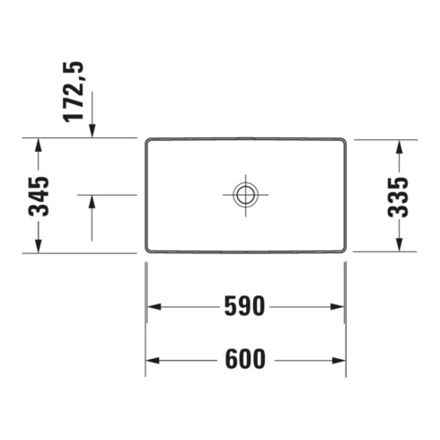 Duravit Lavabo à poser DuraSquare 60x34,5 cm, sans trop-plein, blanc
