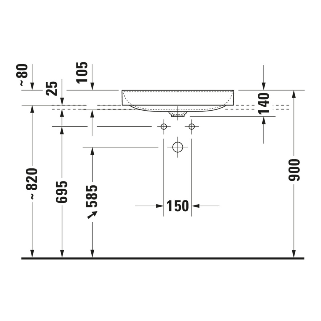 Duravit Lavabo à poser DuraSquare 60x34,5 cm, sans trop-plein, blanc