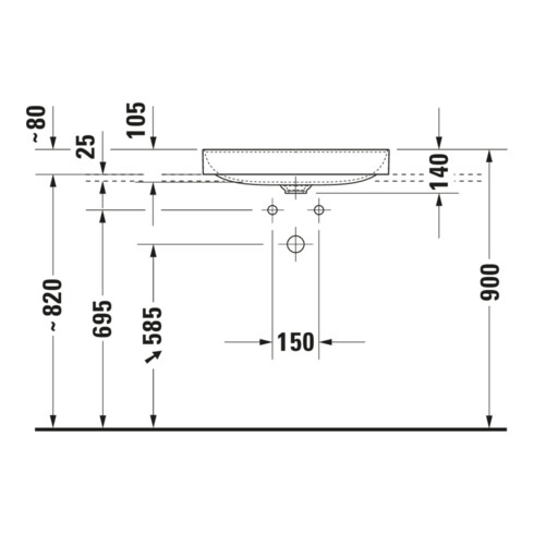 Duravit Lavabo à poser DuraSquare 60x34,5 cm, sans trop-plein, blanc