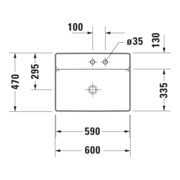 Duravit Lavabo à poser DuraSquare 60x47 cm, sans trop-plein, avec trop-plein, sans trou de robinet, blanc-4
