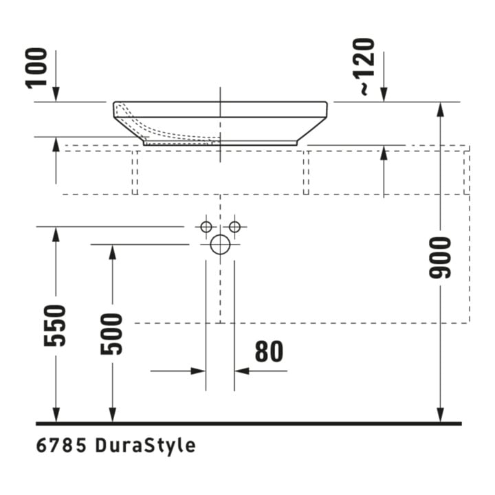 Duravit Lavabo à poser DuraStyle 60x38 cm, fermé, sans trop-plein, blanc