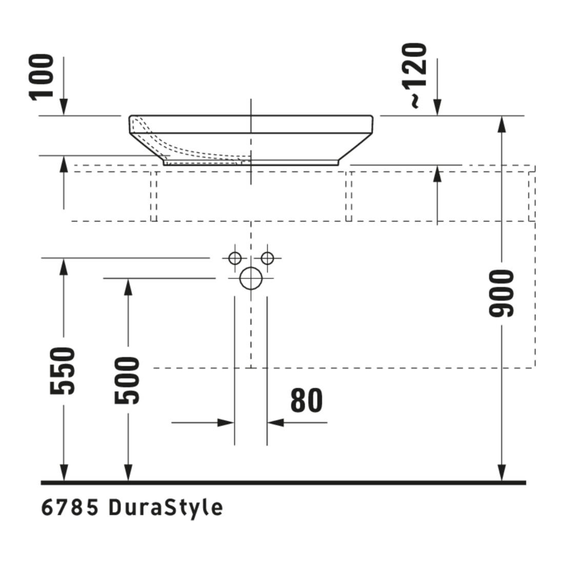 Duravit Lavabo à poser DuraStyle 60x38 cm, fermé, sans trop-plein, blanc