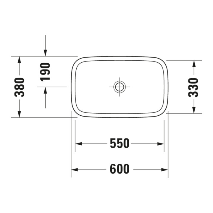 Duravit Lavabo à poser DuraStyle 60x38 cm, fermé, sans trop-plein, blanc