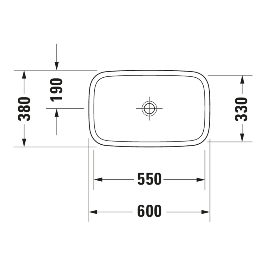 Duravit Lavabo à poser DuraStyle 60x38 cm, fermé, sans trop-plein, blanc