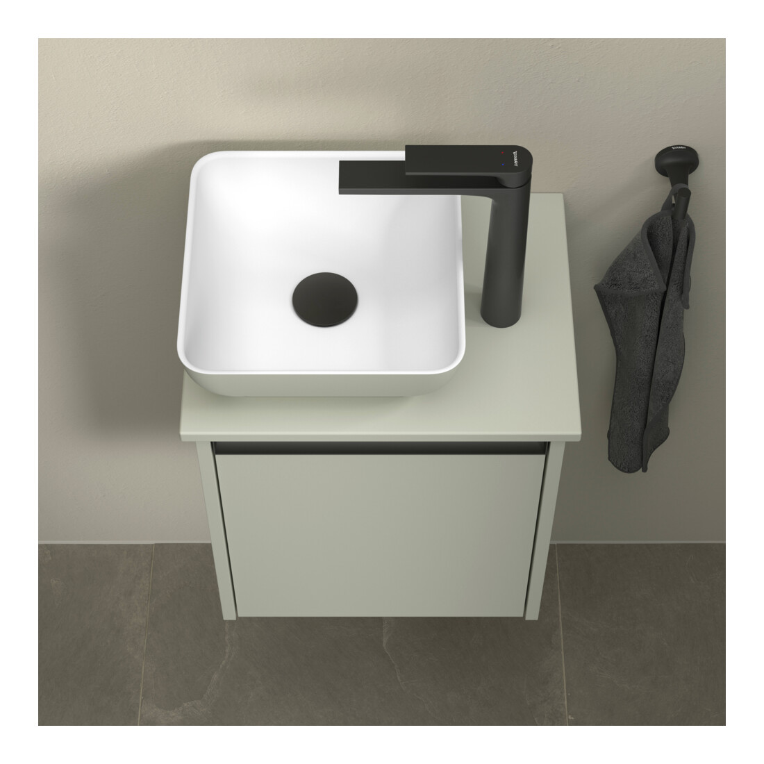 Duravit Lavabo à poser DuroCast + Sivida 30x30cm, I.Fa w m, Ext. Fa vert pâle ma