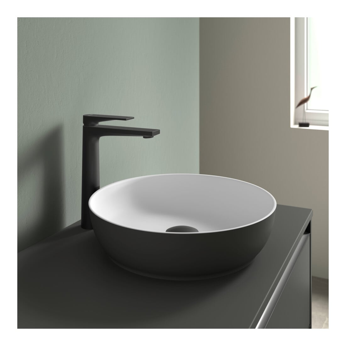 Duravit Lavabo à poser DuroCast + Sivida d 40 cm, I.Fa w m, Couleur ext. gris foncé