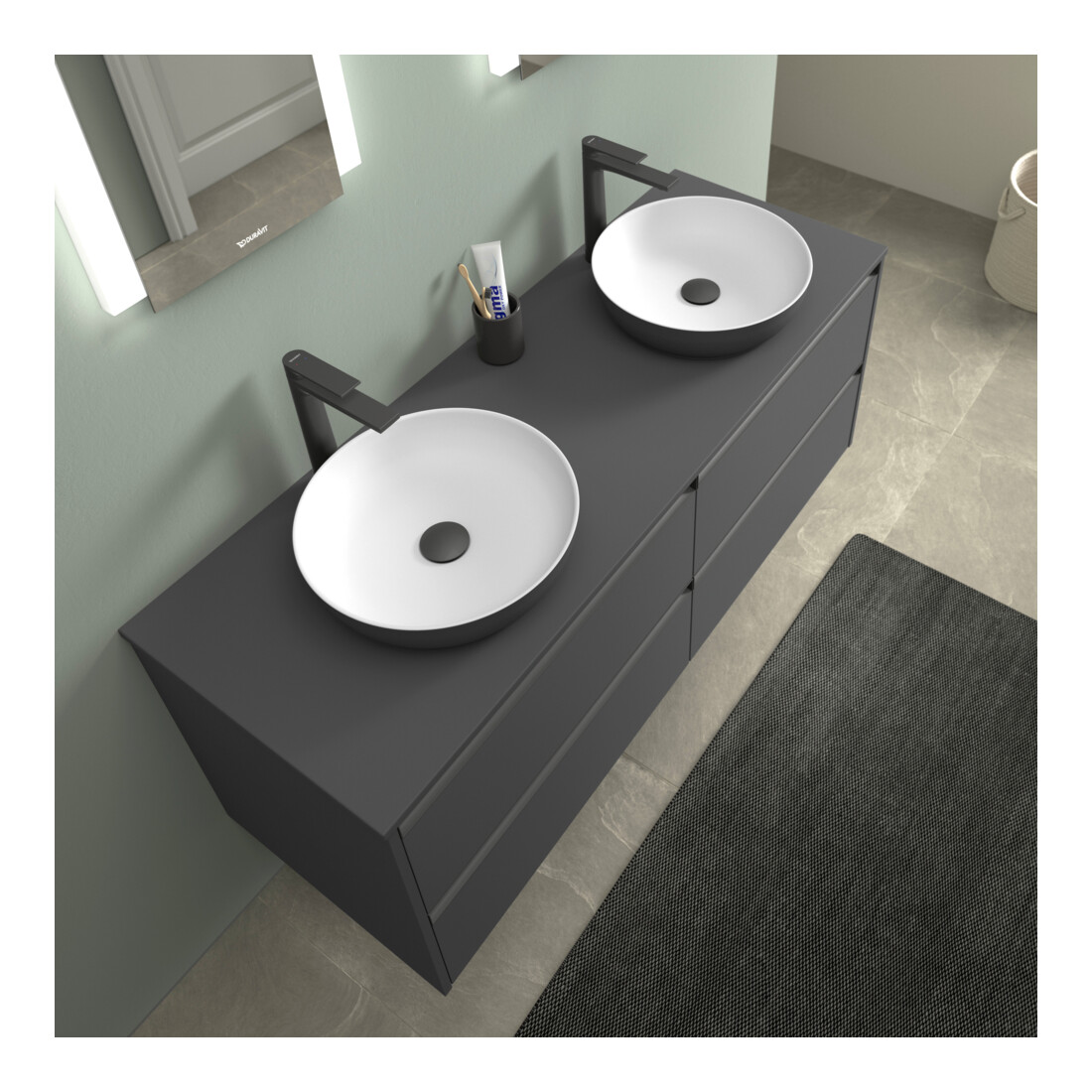 Duravit Lavabo à poser DuroCast + Sivida d 40 cm, I.Fa w m, Couleur ext. gris foncé