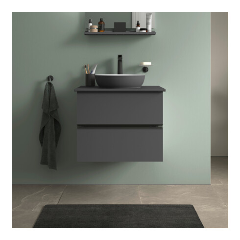 Duravit Lavabo à poser DuroCast + Sivida d 40 cm, I.Fa w m, Couleur ext. gris foncé