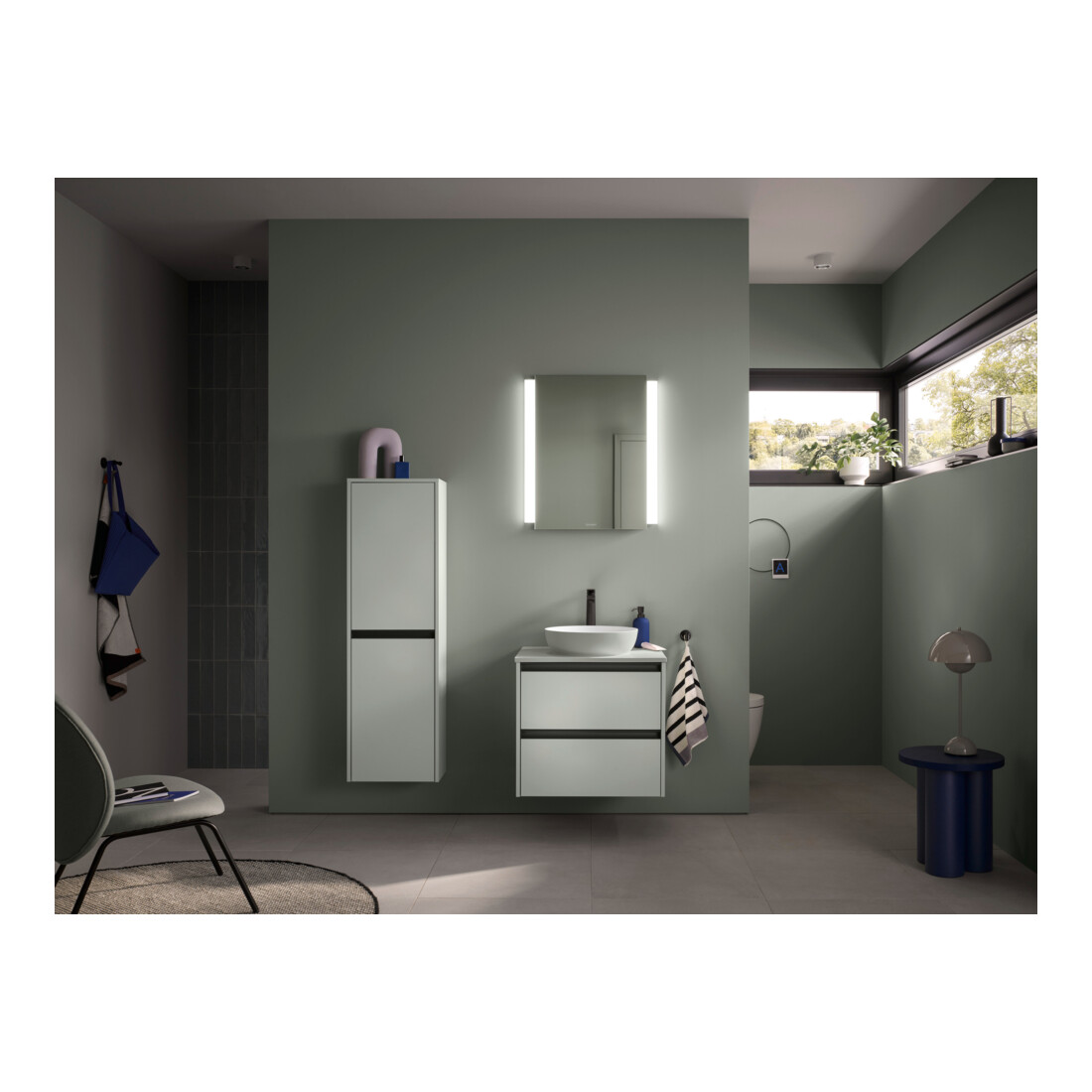 Duravit Lavabo à poser DuroCast + Sivida d 40 cm, I.Fa w m, Couleur ext. vert pâle ma