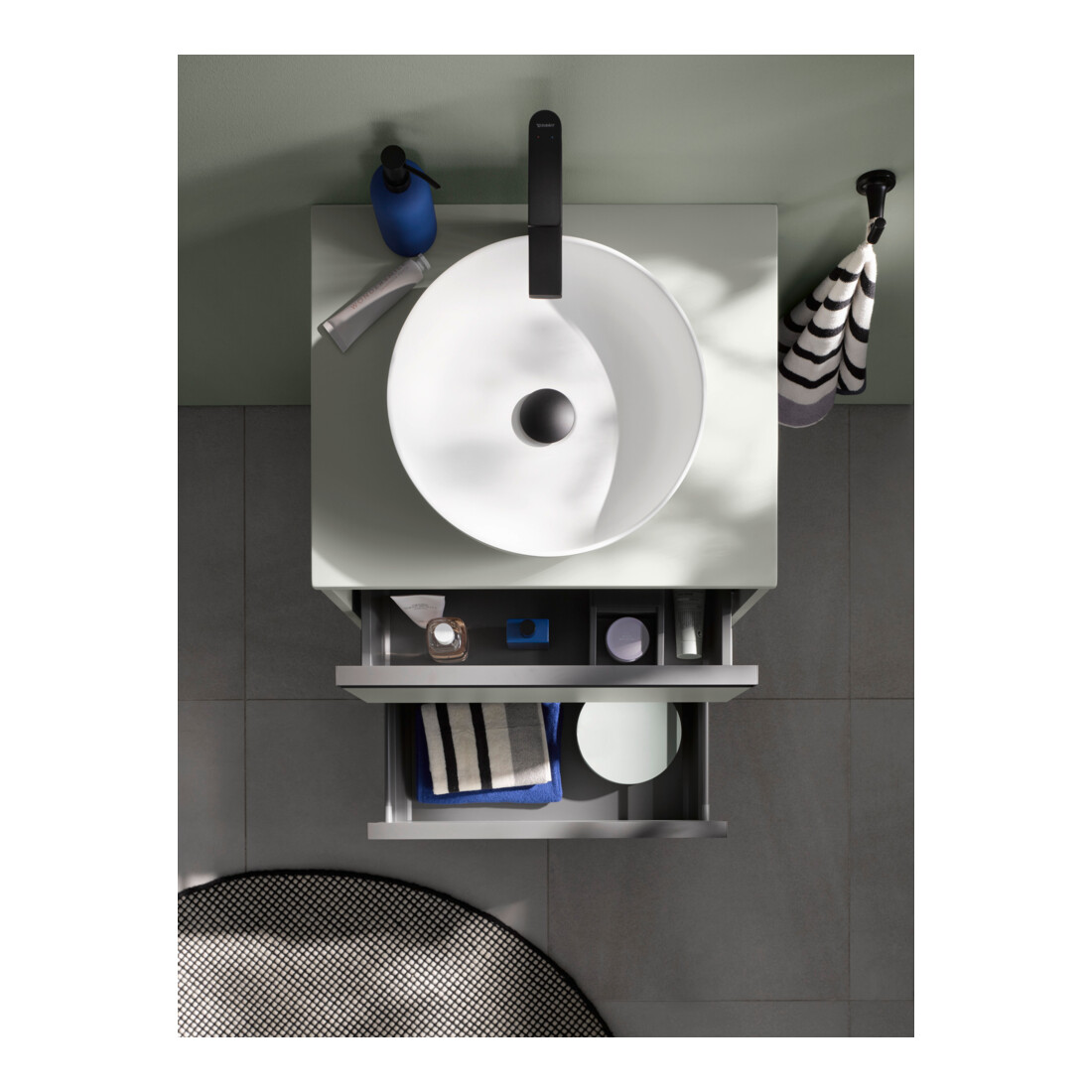 Duravit Lavabo à poser DuroCast + Sivida d 40 cm, I.Fa w m, Couleur ext. vert pâle ma
