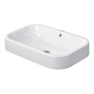 Duravit Lavabo à poser Happy D.2 60x40 cm, fermé, sans trou robinet, avec trop-plein, blanc