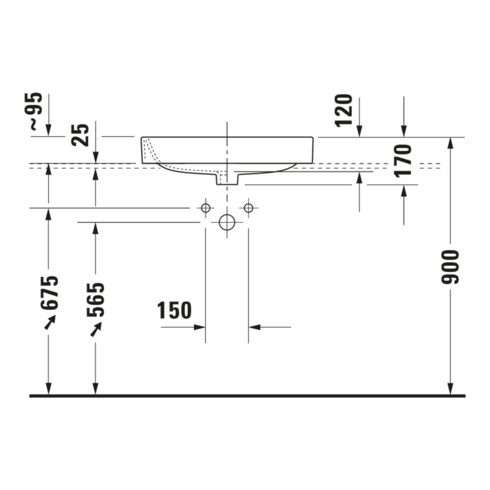 Duravit Lavabo à poser Happy D.2 60x46 cm, fermé, avec trop-plein, blanc