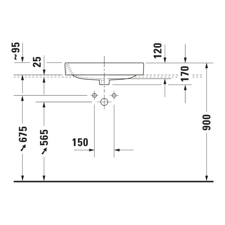 Duravit Lavabo à poser Happy D.2 60x46 cm, fermé, avec trop-plein, blanc