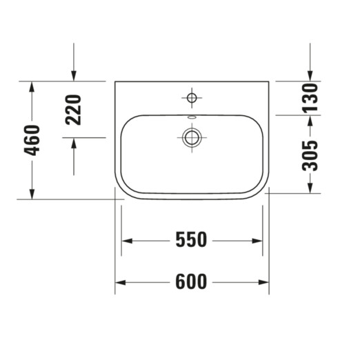 Duravit Lavabo à poser Happy D.2 60x46 cm, fermé, avec trop-plein, blanc