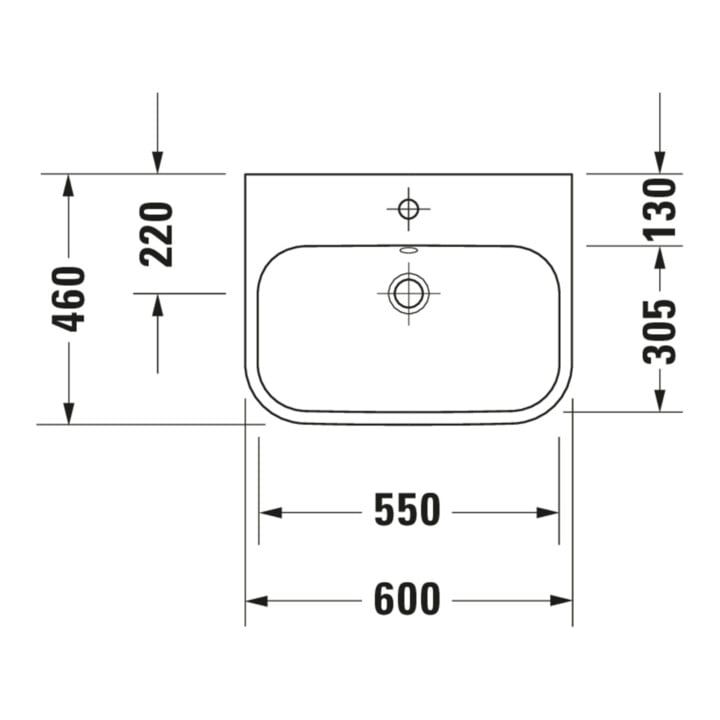 Duravit Lavabo à poser Happy D.2 60x46 cm, fermé, avec trop-plein, blanc
