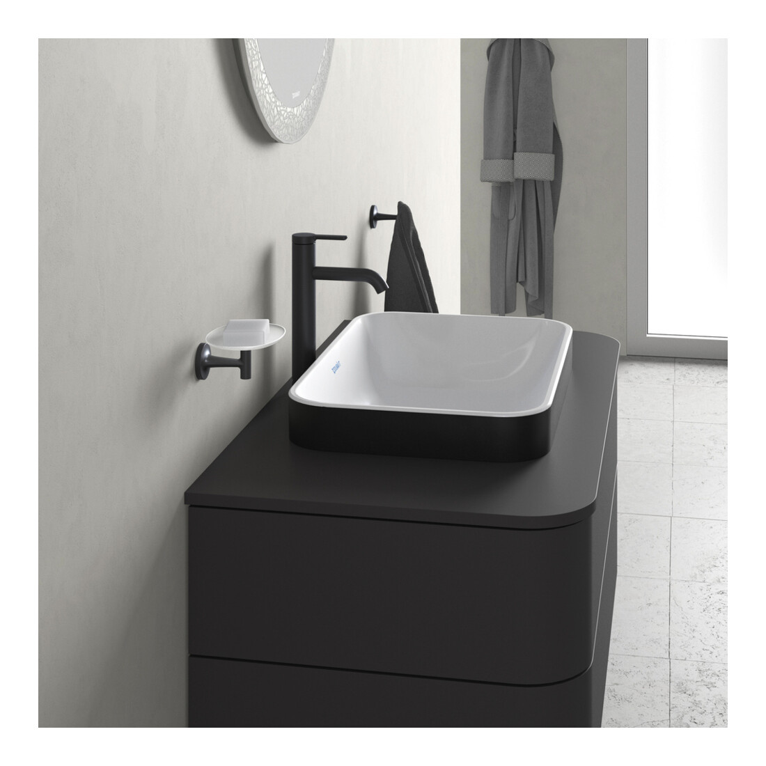 Duravit Lavabo à poser Happy D.2 Plus 60x40 cm, blanc/anthracite mat
