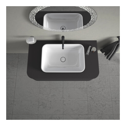 Duravit Lavabo à poser Happy D.2 Plus 60x40 cm, blanc/anthracite mat