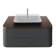 Duravit Lavabo à poser Happy D.2 Plus 60x46 cm, blanc/anthracite, avec trop-plein, mitigeur HLB