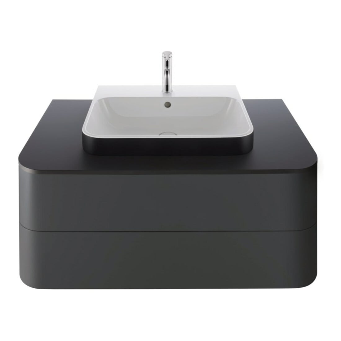 Duravit Lavabo à poser Happy D.2 Plus 60x46 cm, blanc/anthracite, avec trop-plein, mitigeur HLB
