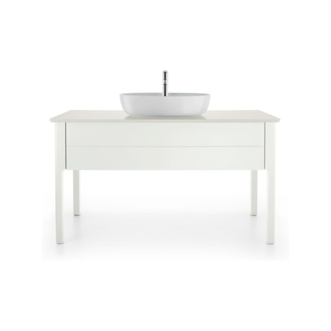 Duravit Lavabo à poser Luv 60x40 cm, blanc, avec trop-plein, sans trou robinet, avec trop-plein HLB