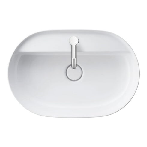 Duravit Lavabo à poser Luv 60x40 cm, blanc, avec trop-plein, sans trou robinet, avec trop-plein HLB