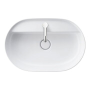 Duravit Lavabo à poser Luv 60x40 cm, blanc, avec trop-plein, sans trou robinet, avec trop-plein HLB-5