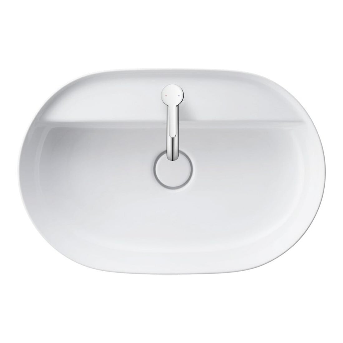 Duravit Lavabo à poser Luv 60x40 cm, blanc, avec trop-plein, sans trou robinet, avec trop-plein HLB