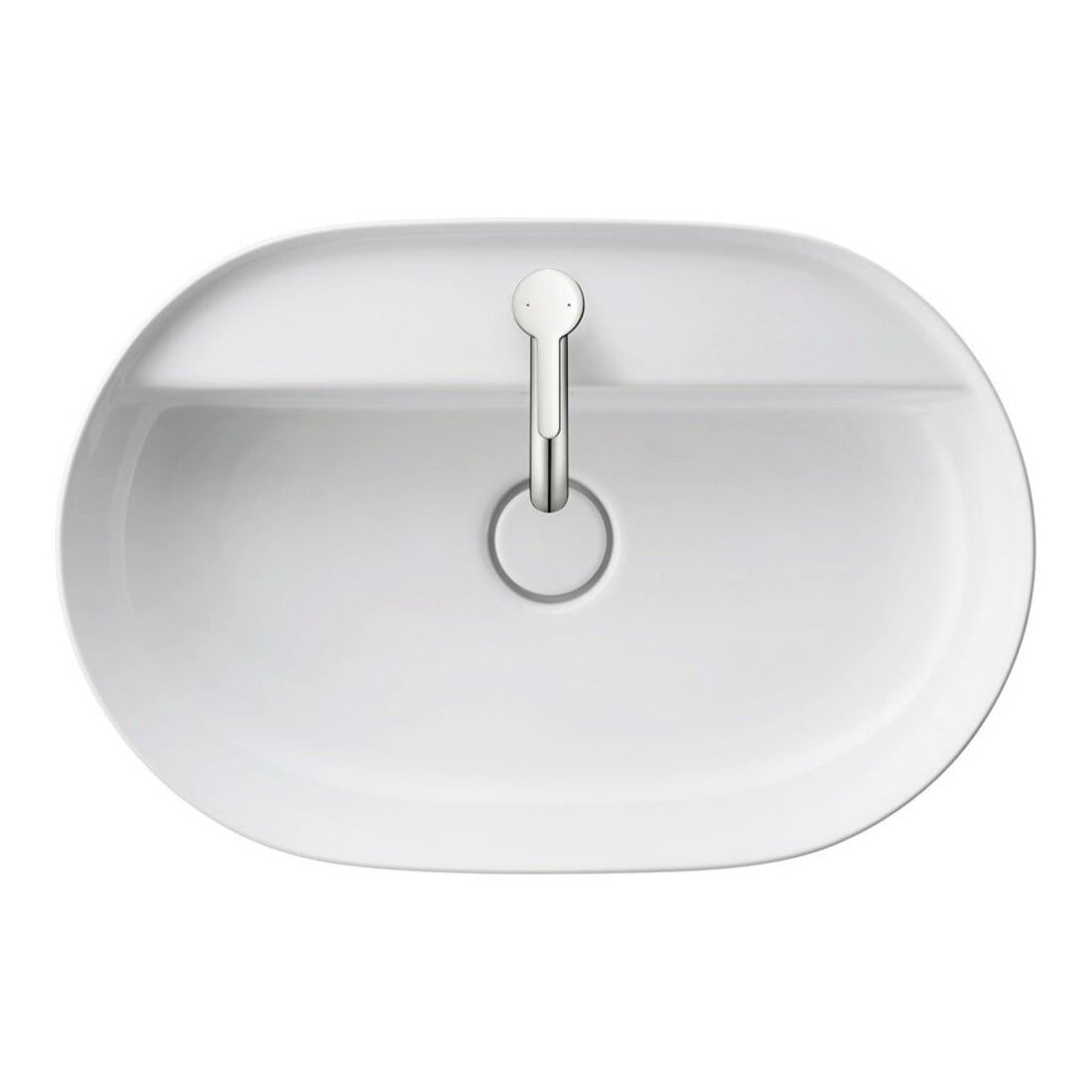 Duravit Lavabo à poser Luv 60x40 cm, blanc, avec trop-plein, sans trou robinet, avec trop-plein HLB