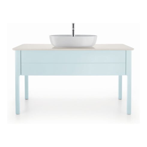 Duravit Lavabo à poser Luv 60x40 cm, blanc, avec trop-plein, sans trou robinet, avec trop-plein HLB