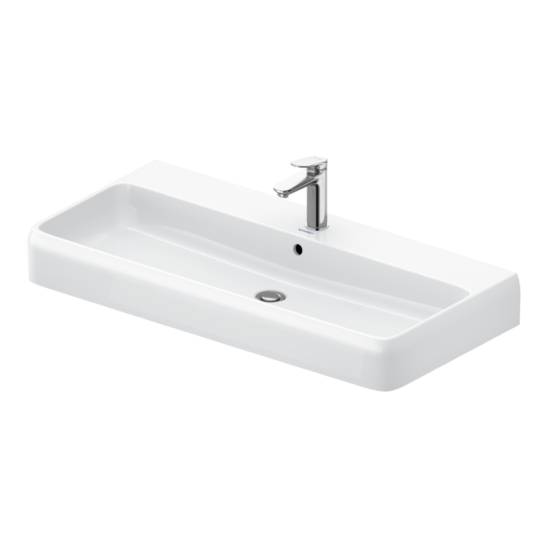 Duravit Lavabo à poser Qatego 100x47 cm, blanc, mitigeur haut, fermé
