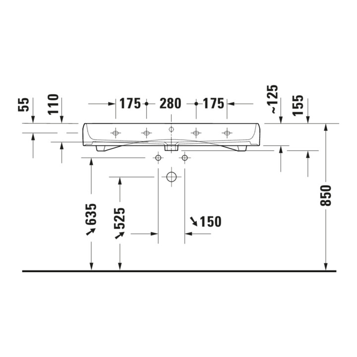 Duravit Lavabo à poser Qatego 100x47 cm, blanc, mitigeur haut, fermé