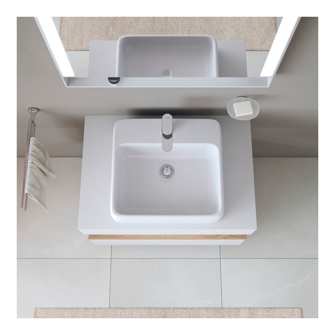 Duravit Lavabo à poser Qatego 50x47 cm, blanc brillant, avec trou robinet, trop-plein