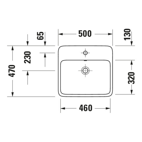 Duravit Lavabo à poser Qatego 50x47 cm, blanc brillant, avec trou robinet, trop-plein