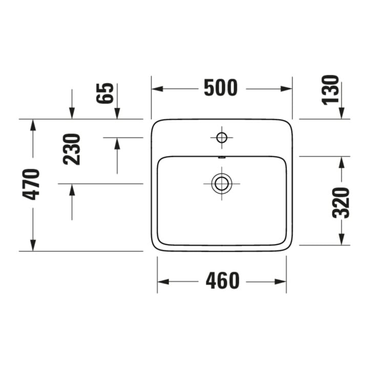 Duravit Lavabo à poser Qatego 50x47 cm, blanc brillant, avec trou robinet, trop-plein