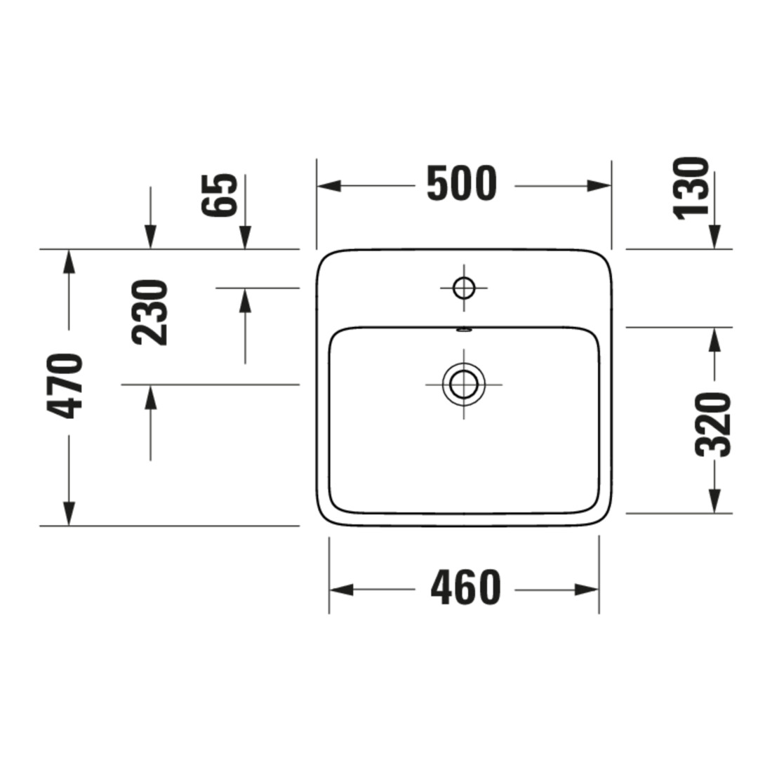 Duravit Lavabo à poser Qatego 50x47 cm, blanc brillant, avec trou robinet, trop-plein
