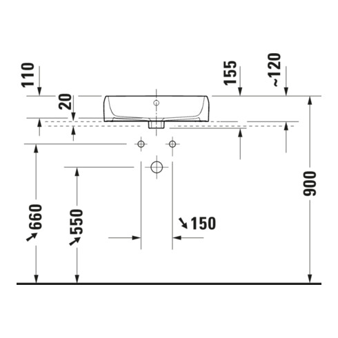 Duravit Lavabo à poser Qatego 50x47 cm, blanc brillant, avec trou robinet, trop-plein