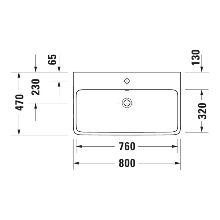 Duravit Lavabo à poser Qatego 80x47 cm, blanc, mitigeur haut, fermé