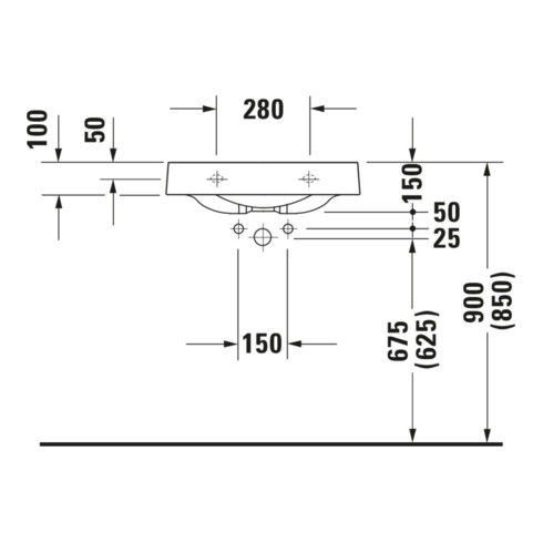 Duravit Lavabo Architec 57,5x52 cm, sans trop-plein, avec plage robinetterie, blanc