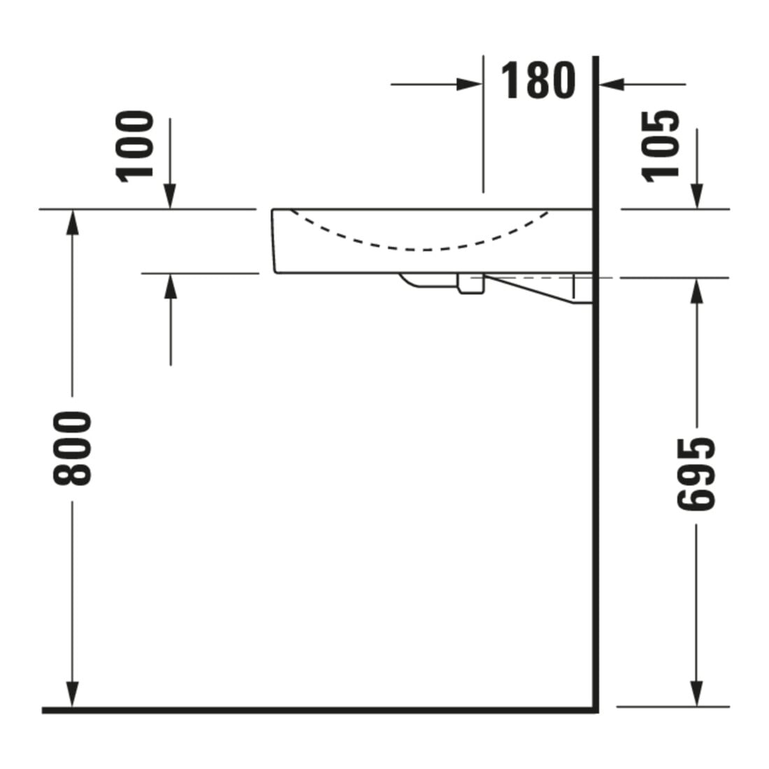 Duravit Lavabo Architec Vital Med 57,5x52cm, EV gauche, sans trop-plein, avec vidage, blanc