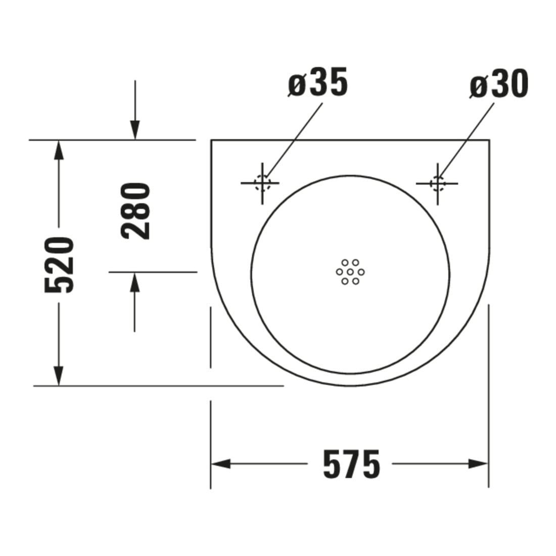 Duravit Lavabo Architec Vital Med 57,5x52cm, EV gauche, sans trop-plein, avec vidage, blanc