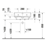 Duravit Lavabo Balcoon 55x48 cm, Clay te ma, m HL, ÜL, perçage robinet-3